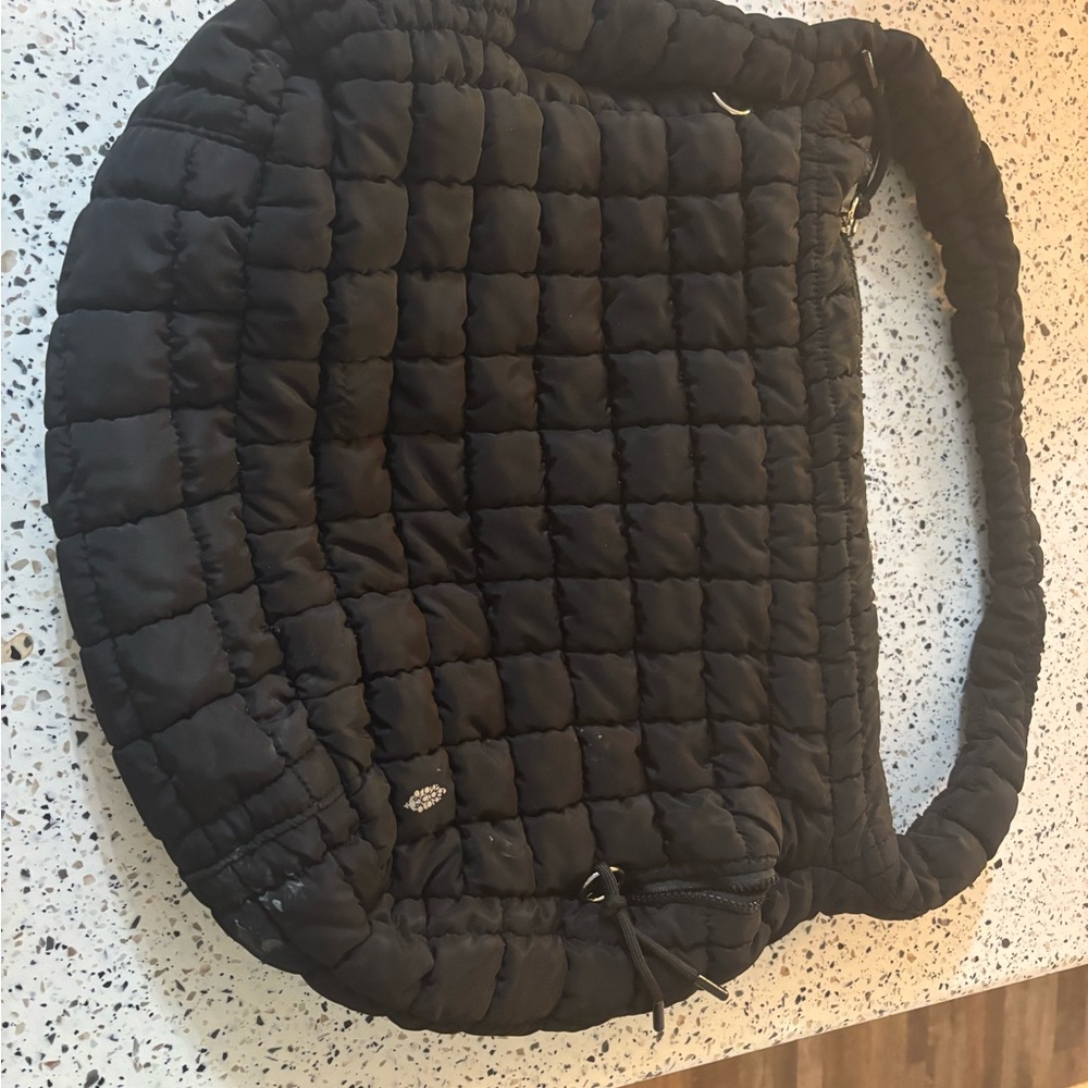 Free People Black Quilted Hobo Bag